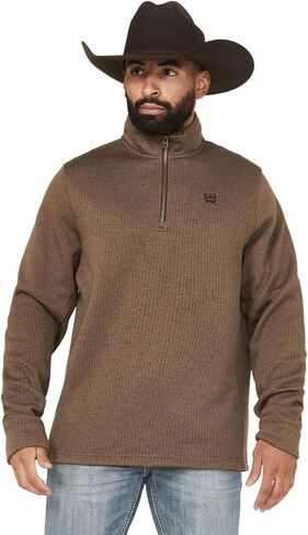 Cinch Men's Brown 1/4 Zip Pullover Sweater in Saudi Arabia