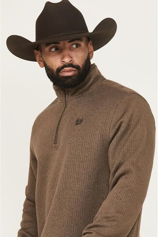 Cinch Men's Brown 1/4 Zip Pullover Sweater in Saudi Arabia