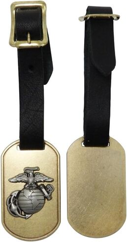 US Marine Corps Brass Luggage Tag with Pewter EGA Emblem. Made in USA. in Saudi Arabia