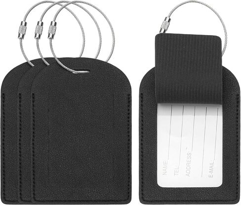 PATIKIL Suitcase Tags, Yellow Leather Luggage Name Tags Airplane Travel Essentials Business Trip Accessories with Private Protection for Hotel Check in Luggage Bags Men Women, 4 Pcs in Saudi Arabia