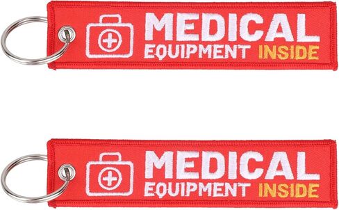 2pcs Medical Alert Tags for Bag, Medical Equipment Luggage Supplies Tag Reusable Durable Double-Sided ID Tags Keychain for Backpack Luggage in Saudi Arabia