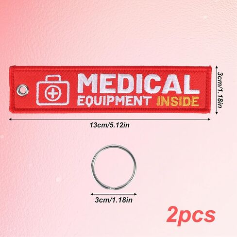 2pcs Medical Alert Tags for Bag, Medical Equipment Luggage Supplies Tag Reusable Durable Double-Sided ID Tags Keychain for Backpack Luggage in Saudi Arabia