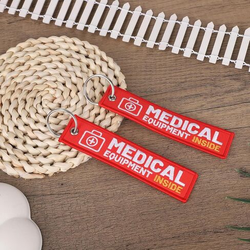 2pcs Medical Alert Tags for Bag, Medical Equipment Luggage Supplies Tag Reusable Durable Double-Sided ID Tags Keychain for Backpack Luggage in Saudi Arabia