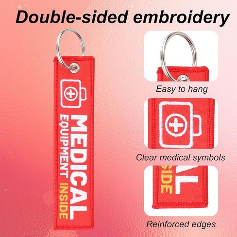 2pcs Medical Alert Tags for Bag, Medical Equipment Luggage Supplies Tag Reusable Durable Double-Sided ID Tags Keychain for Backpack Luggage in Saudi Arabia