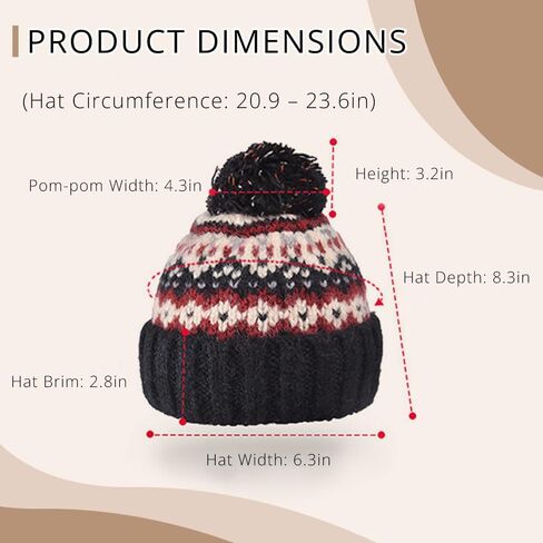 قبعة صغيرة متماسكة من Fair Isle للنساء ملونة للجنسين قبعة شتوية ناعمة ودافئة ولطيفة لملابس عيد الميلاد in Kuwait