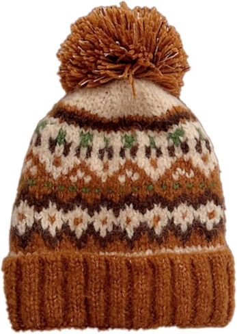 قبعة صغيرة متماسكة من Fair Isle للنساء ملونة للجنسين قبعة شتوية ناعمة ودافئة ولطيفة لملابس عيد الميلاد in Kuwait