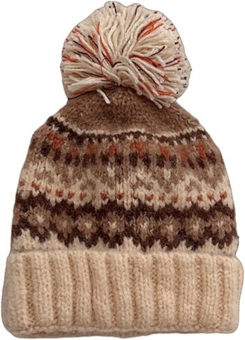 قبعة صغيرة متماسكة من Fair Isle للنساء ملونة للجنسين قبعة شتوية ناعمة ودافئة ولطيفة لملابس عيد الميلاد in Kuwait