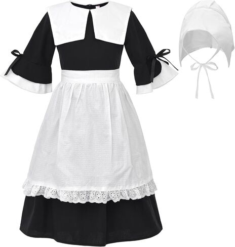 JerrisApparel Pioneer Girl Costume Colonial Prairie Dress Kids Pilgrim Costume in Saudi Arabia