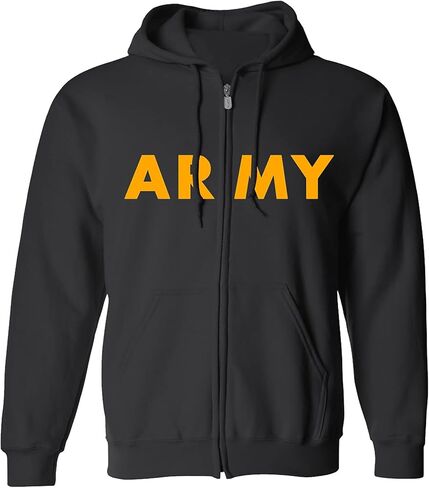 zerogravitee Black ARMY Full-Zip Hooded Sweatshirt with gold print in Saudi Arabia