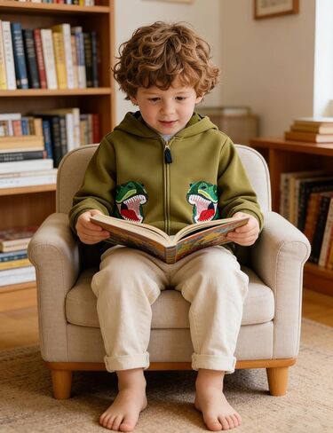 AK Fashion Boys Casual Zip Up Pullover Hoodies - Soft Fleece Sweatshirts with Animal Embroidery for Toddler to Big Kid 2-7Y in Saudi Arabia