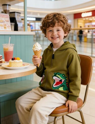 AK Fashion Boys Casual Zip Up Pullover Hoodies - Soft Fleece Sweatshirts with Animal Embroidery for Toddler to Big Kid 2-7Y in Saudi Arabia