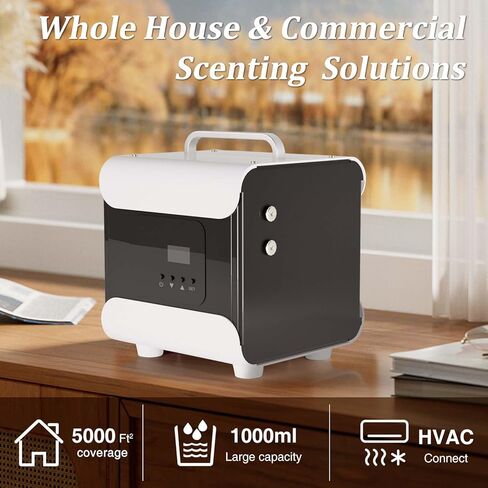 موزع رائحة التدفئة والتهوية وتكييف الهواء من هول هاوس - تغطية 5000 قدم مربع، تحكم في تطبيقات الواي فاي والبلوتوث، مجموعة فنادق 1000 مل، موزع هواء بارد بدون ماء للغرف الكبيرة والاستخدام التجاري، تصميم معدني in Kuwait