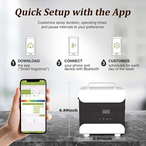 موزع رائحة التدفئة والتهوية وتكييف الهواء من هول هاوس - تغطية 5000 قدم مربع، تحكم في تطبيقات الواي فاي والبلوتوث، مجموعة فنادق 1000 مل، موزع هواء بارد بدون ماء للغرف الكبيرة والاستخدام التجاري، تصميم معدني in Kuwait