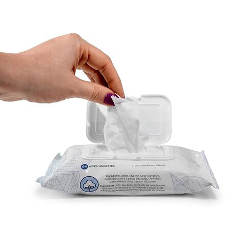 مناديل قناع SoClean CPAP | 100% قطن | خالي من الكحول | خالي من العطور | خالية من اللاتكس | عبوة مسطحة مكونة من 64 قطعة | سهلة التعبئة للسفر in Kuwait