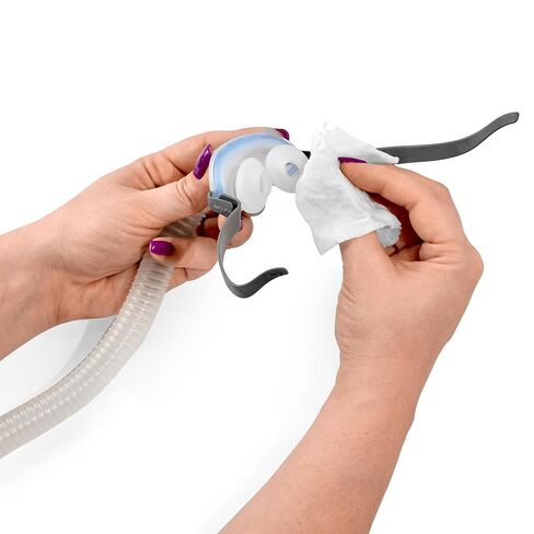 مناديل قناع SoClean CPAP | 100% قطن | خالي من الكحول | خالي من العطور | خالية من اللاتكس | عبوة مسطحة مكونة من 64 قطعة | سهلة التعبئة للسفر in Kuwait