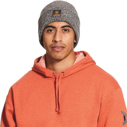 Ariat 10027798ONESIZE Men's Rebar Beanie Black & White Heather OneSize in Saudi Arabia