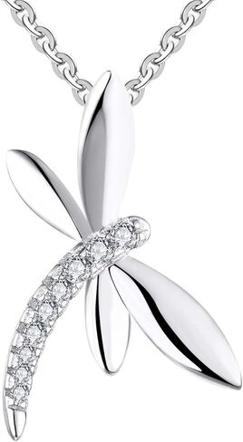 JO WISDOM Women Dragonfly Necklace,925 Sterling Silver Cubic Zirconia Dragonfly Pendant Necklace,Jewelry for Women in Saudi Arabia