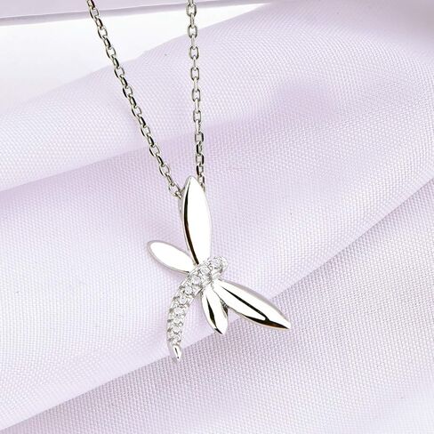 JO WISDOM Women Dragonfly Necklace,925 Sterling Silver Cubic Zirconia Dragonfly Pendant Necklace,Jewelry for Women in Saudi Arabia