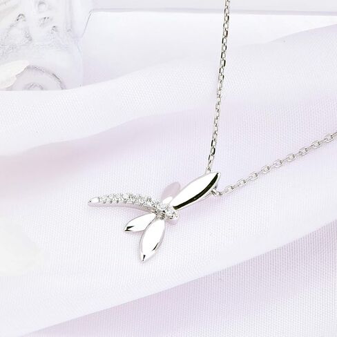JO WISDOM Women Dragonfly Necklace,925 Sterling Silver Cubic Zirconia Dragonfly Pendant Necklace,Jewelry for Women in Saudi Arabia