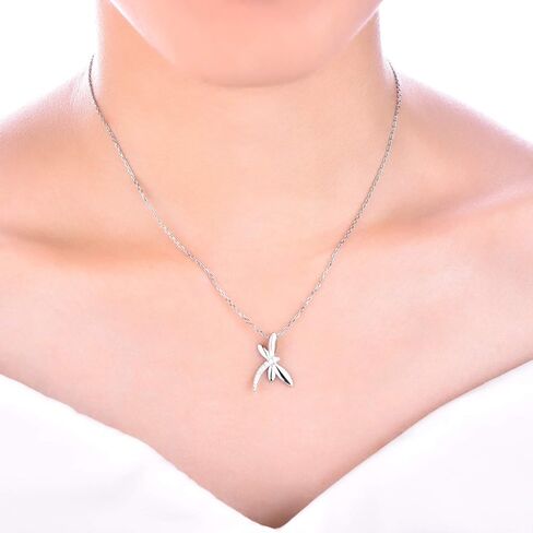 JO WISDOM Women Dragonfly Necklace,925 Sterling Silver Cubic Zirconia Dragonfly Pendant Necklace,Jewelry for Women in Saudi Arabia