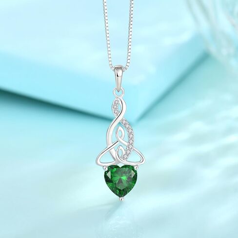 Infinity Celtic Knot Jewelry Set for Women 925 Sterling Silver Emerald Earrings and Necklace Set May Birthstone Jewelry Gifts for Her in Saudi Arabia