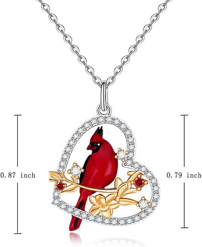 Fenthring Cardinal Necklace Red Cardinal Earrings for Women Sterling Silver Bird Heart Jewelry Mothers Day Memorial Gifts in Saudi Arabia