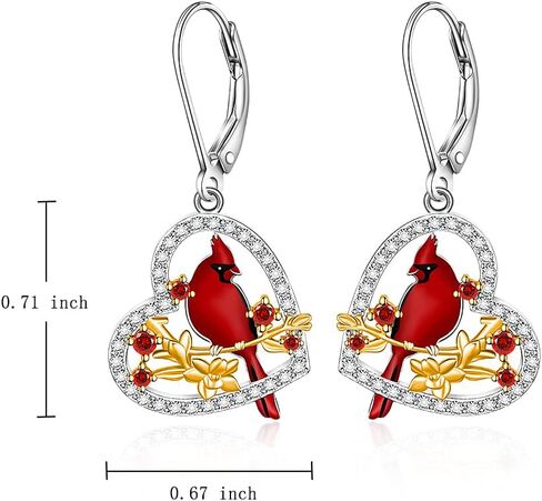 Fenthring Cardinal Necklace Red Cardinal Earrings for Women Sterling Silver Bird Heart Jewelry Mothers Day Memorial Gifts in Saudi Arabia