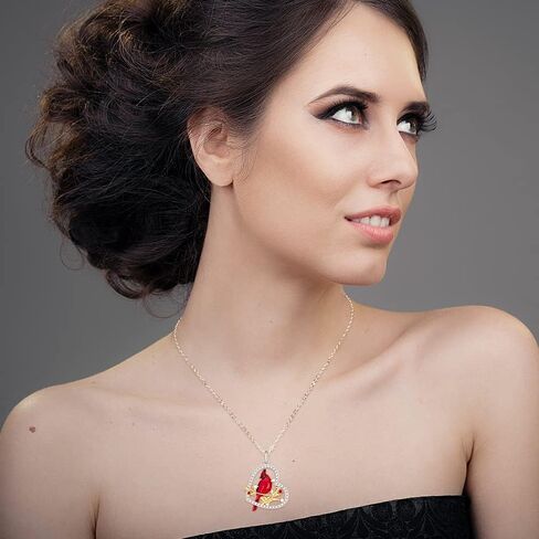 Fenthring Cardinal Necklace Red Cardinal Earrings for Women Sterling Silver Bird Heart Jewelry Mothers Day Memorial Gifts in Saudi Arabia