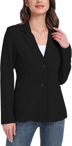 Blazer Jackets for Women Casual Open Front Lapel Work Office Button Long Sleeve Blazer with Pockets 2025 in Saudi Arabia