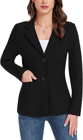 Blazer Jackets for Women Casual Open Front Lapel Work Office Button Long Sleeve Blazer with Pockets 2025 in Saudi Arabia