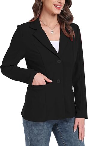 Blazer Jackets for Women Casual Open Front Lapel Work Office Button Long Sleeve Blazer with Pockets 2025 in Saudi Arabia