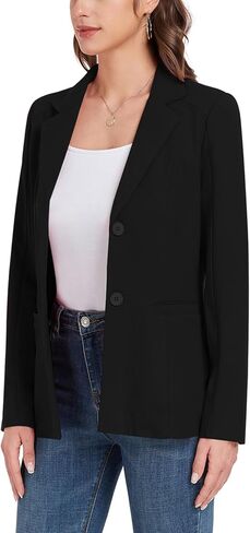 Blazer Jackets for Women Casual Open Front Lapel Work Office Button Long Sleeve Blazer with Pockets 2025 in Saudi Arabia