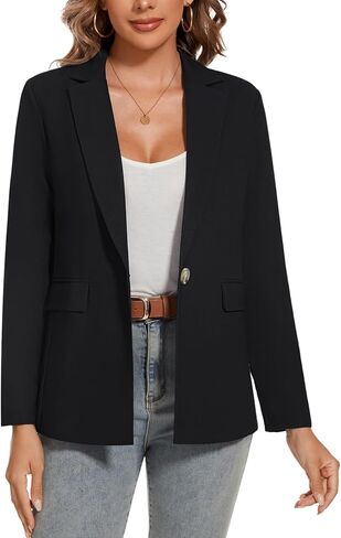 MINTLIMIT Womens Cotton Linen Blazer Long Sleeve Casual Work Office Lightweight Lapel Button Blazers Jacket with Pockets in Saudi Arabia