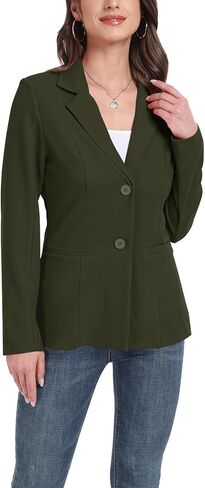 Blazer Jackets for Women Casual Open Front Lapel Work Office Button Long Sleeve Blazer with Pockets 2025 in Saudi Arabia