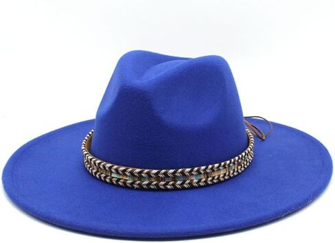 Wide Brim Wool Fedora Hat, Western Style with Beaded Band, Khaki in Saudi Arabia