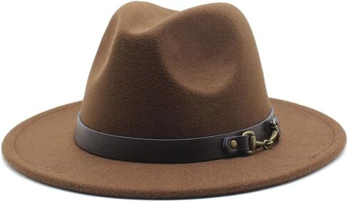 Wide Brim Wool Felt Fedora Hat, Western Style with Beaded Band, Black in Saudi Arabia