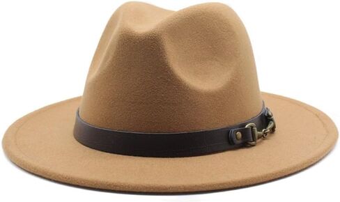 Wide Brim Wool Felt Fedora Hat, Western Style with Beaded Band, Black in Saudi Arabia