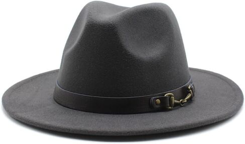 Wide Brim Wool Felt Fedora Hat, Western Style with Beaded Band, Black in Saudi Arabia