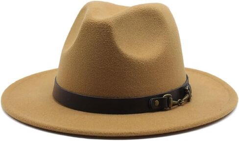 Wide Brim Wool Felt Fedora Hat, Western Style with Beaded Band, Black in Saudi Arabia