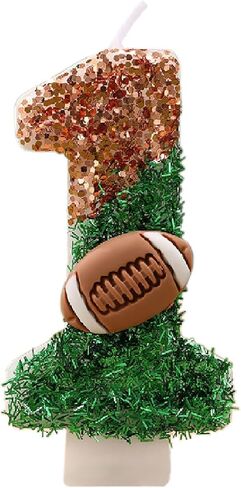Football Birthday Candle Number Cake Topper for 1st Birthday Party & Superbowl Decorations Kids Boys Girls Gameday Supplies (Number 1) in Saudi Arabia