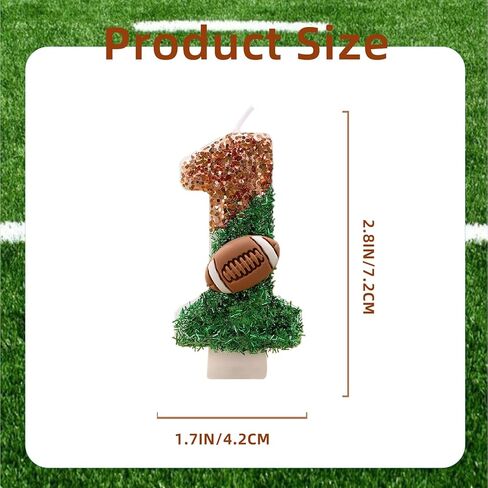 Football Birthday Candle Number Cake Topper for 1st Birthday Party & Superbowl Decorations Kids Boys Girls Gameday Supplies (Number 1) in Saudi Arabia