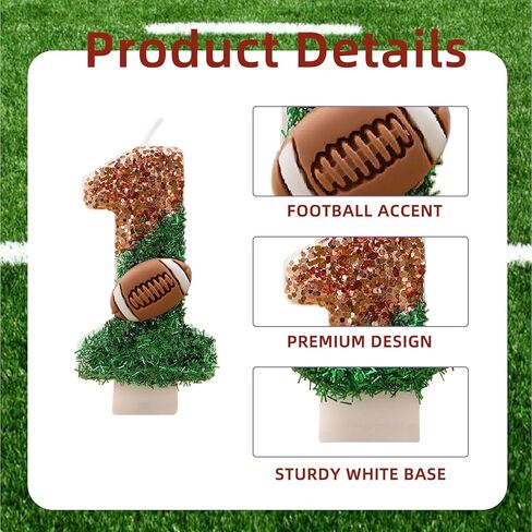 Football Birthday Candle Number Cake Topper for 1st Birthday Party & Superbowl Decorations Kids Boys Girls Gameday Supplies (Number 1) in Saudi Arabia