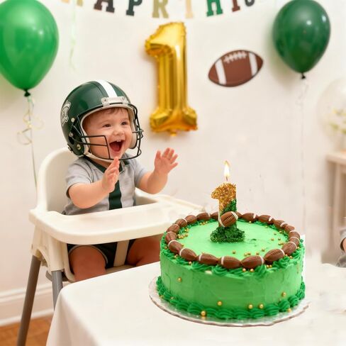 Football Birthday Candle Number Cake Topper for 1st Birthday Party & Superbowl Decorations Kids Boys Girls Gameday Supplies (Number 1) in Saudi Arabia