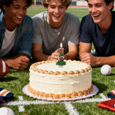 Football Birthday Candle Number Cake Topper for 1st Birthday Party & Superbowl Decorations Kids Boys Girls Gameday Supplies (Number 1) in Saudi Arabia