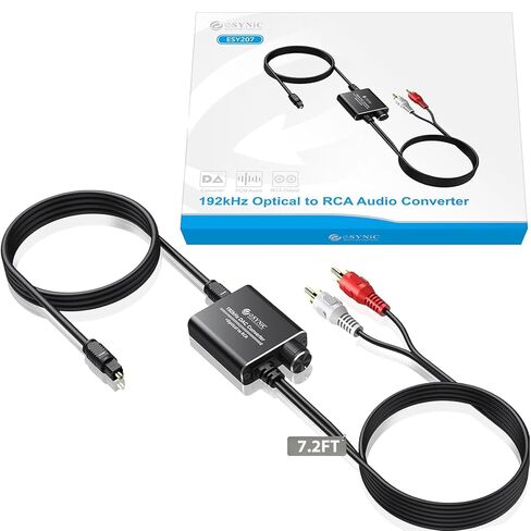eSynic Professional RCA to Optical Audio Converter Alloy Shell Analog to Digital Audio Converter 2.1M/7ft RCA to Optical Cable PCM Audio RCA in to Optical Out Adapter for CD Player to Soundbar etc in Kuwait