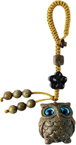 Handcarved Sandalwood Lucky Owl Keychain for Women, Unique Owl Phone Charm for Purse, Bags and Backpacks in Saudi Arabia