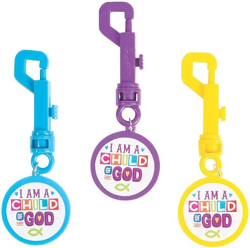 Fun Express "I Am a Child of God Backpack Clip Keychains – Inspirational Christian Accessories for Backpacks Keychains & Gifts – Perfect for Spiritual Celebrations & Daily Use – 12 Pieces in Saudi Arabia
