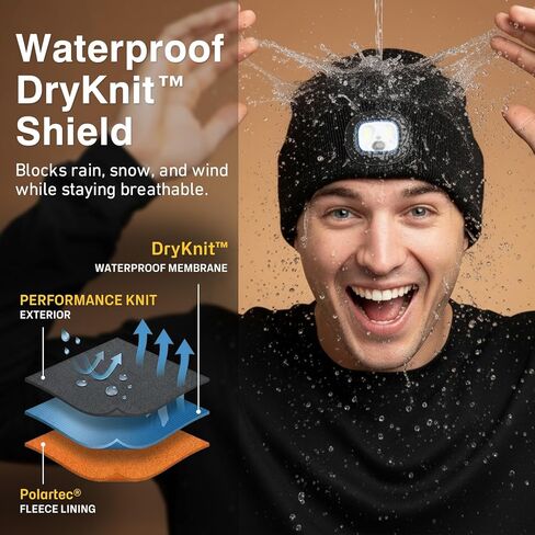 TOP-EX DryKnit™ قبعة صغيرة مقاومة للماء مبطنة بالصوف LED هدايا عيد الميلاد للأب شتاء دافئ in Kuwait