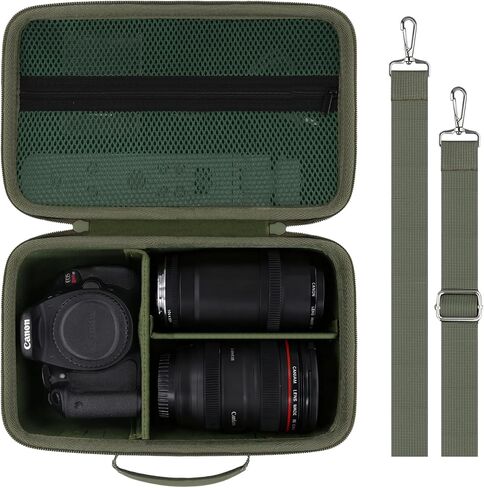 Camera Case Compatible with Canon EOS Rebel T7 / T100 / R50 / R100 / R5 / R6 Mark II / 90D DSLR Camera with 18-55mm Lens,Sony,Nikon DSLR Camera Protective Case with Shoulder Strap (Black Case) in Kuwait