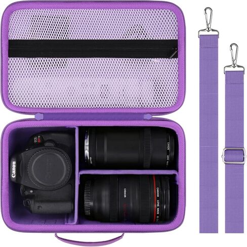 Camera Case Compatible with Canon EOS Rebel T7 / T100 / R50 / R100 / R5 / R6 Mark II / 90D DSLR Camera with 18-55mm Lens,Sony,Nikon DSLR Camera Protective Case with Shoulder Strap (Black Case) in Kuwait